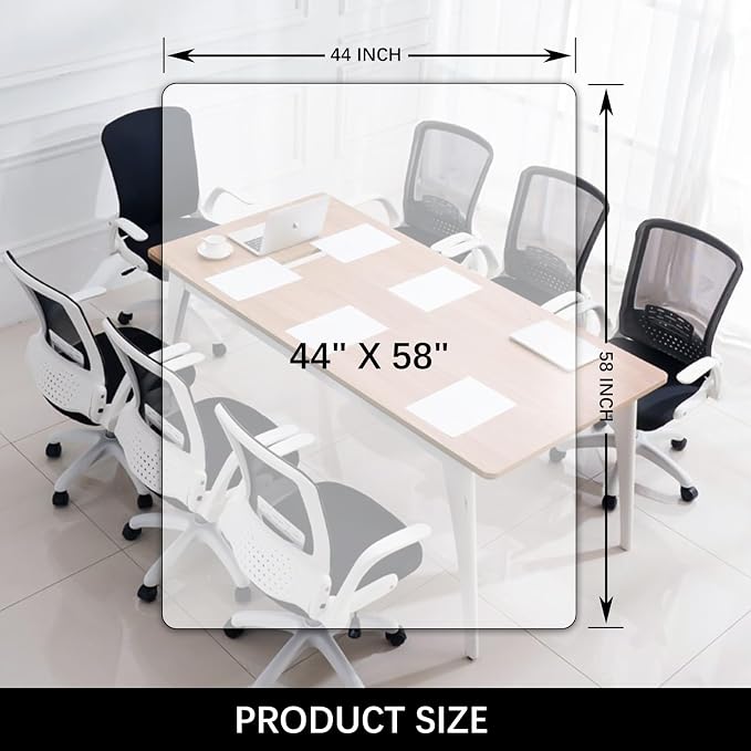 Kuyal Clear Chair mat for Hardwood Floor 44 x 58 inches Transparent Floor Mats - Image 7