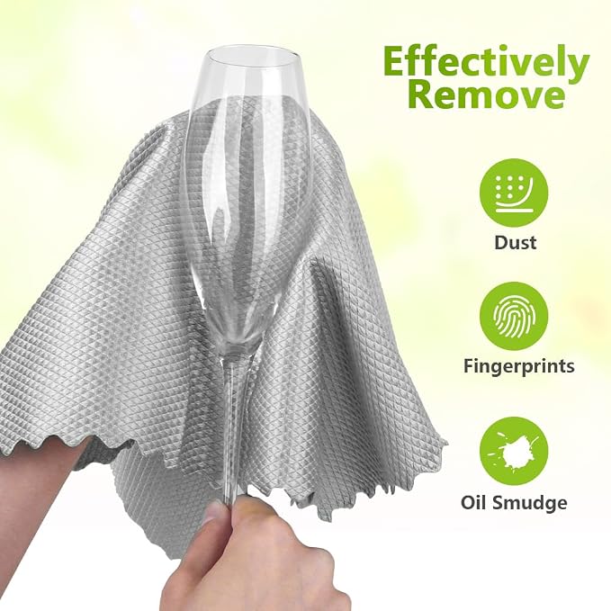 HOMEXCEL Grey Microfiber Glass Cleaning Cloths-6PK, Stainless Steel, Premium - Image 4
