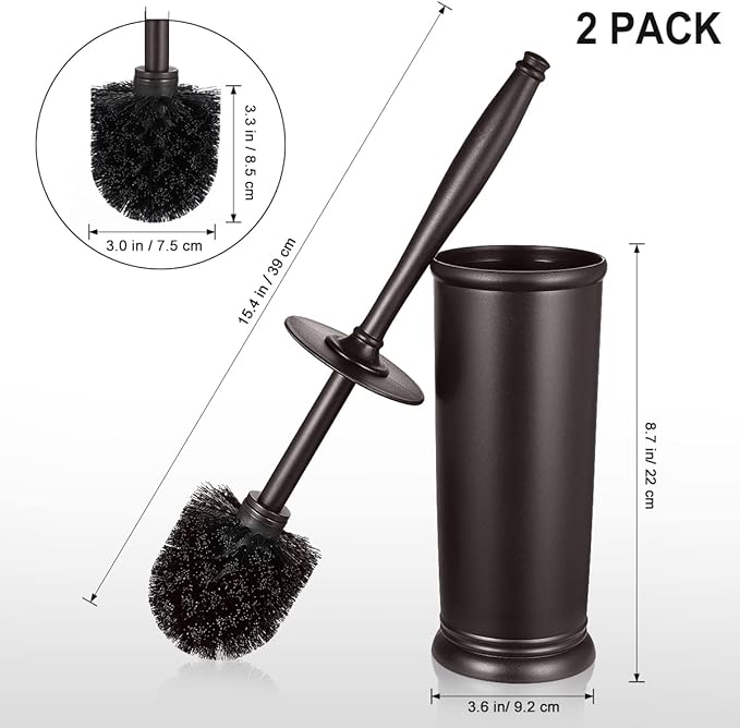 HAMITOR Toilet Bowl Brush Holder Set: 2 Pack Modern Deep Cleaning Bathroom - Image 9