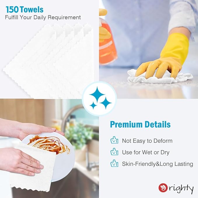 Orighty Cleaning Cloths Bulk, 150 Pack Shop Rags Reusable, Microfiber Cleaning - Image 5