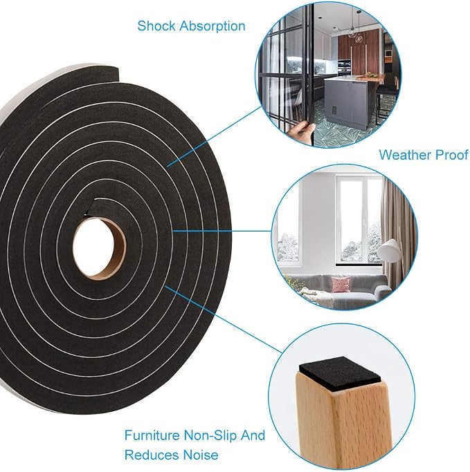 Window Foam Seal Tape 1/2Inch Wide X 1/2Inch Thick, High Density Self Adhesive - Image 6