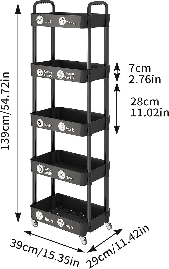 Laiensia Storage Cart, Mobile Shelving Unit Cart - Image 7
