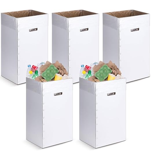 Tioncy 5 Pcs Cardboard Trash Cans Disposable and Reusable Corrugated Cardboard by Tioncy