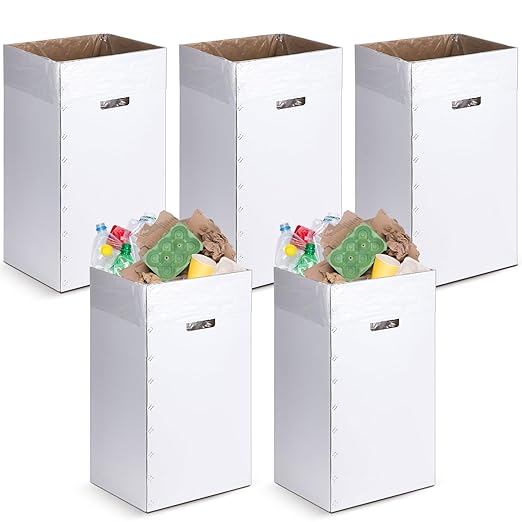 Tioncy 5 Pcs Cardboard Trash Cans Disposable and Reusable Corrugated Cardboard by Tioncy