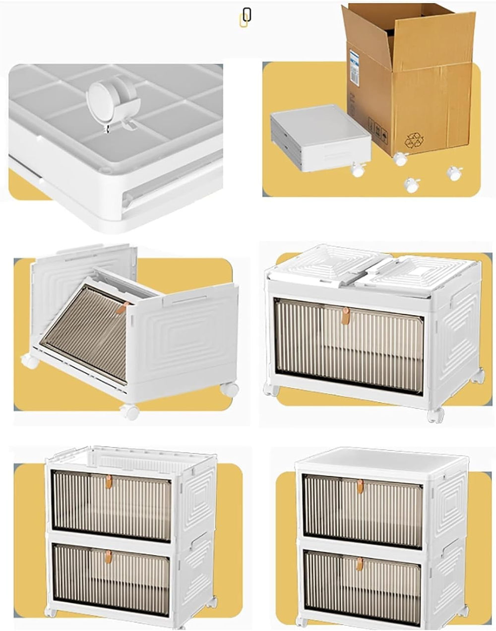 HYGRAD BUILT TO SURVIVE - Foldable White Plastic Shoe Box 2/3/4/5/6 Tier Stac...