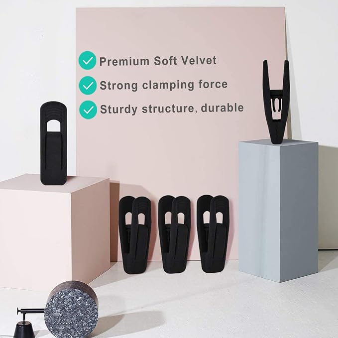 Black Velvet Hangers Clips, Non-Slip Strong Velvet Hangers Clips - Image 5