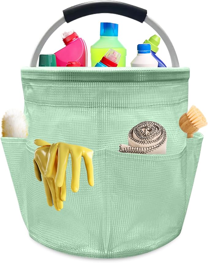 Qivine 17L Cleaning Caddy with Handle, Cleaning Supply Caddy Foldable Tool Bag by Qivine