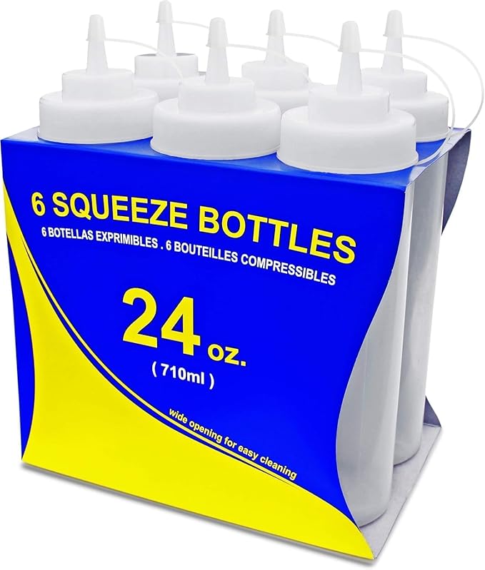 New Star Foodservice 26238 Squeeze Bottles, Wide Mouth, 24 oz by NewStarFoodservice
