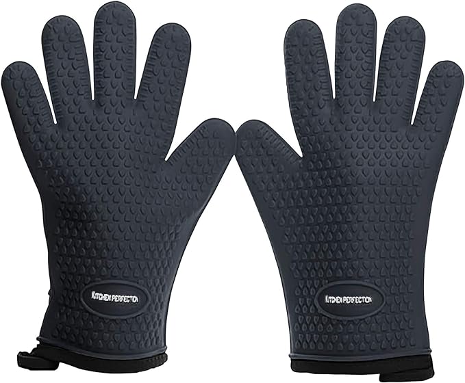 KITCHEN PERFECTION S Silicone Smoker Oven Gloves -Extreme Heat Resistant BBQ by Kitchenperfection