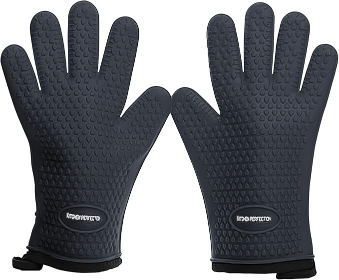 KITCHEN PERFECTION XL Silicone Smoker Oven Gloves-Extreme Heat Resistant BBQ by Kitchenperfection
