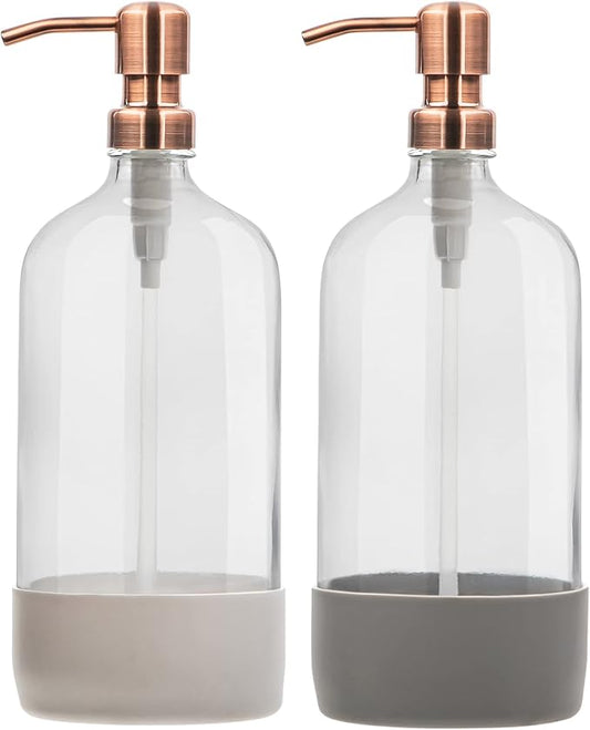 32 oz Glass Pump Bottle Rustproof Stainless Steel Pump, and Lids. Modern by KITCHENTOOLZ