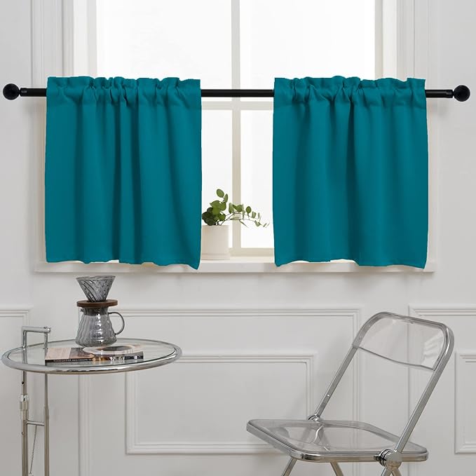 Pickluc Blackout Curtains 45 Inches Long 2 Panels, Room Darkening Tiers by PICKLUC