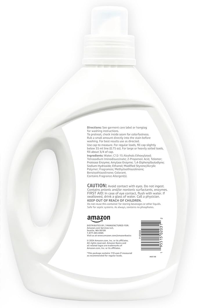 Amazon Basics Concentrated Liquid Laundry Detergent, Clean Linen, 110 loads - Image 2