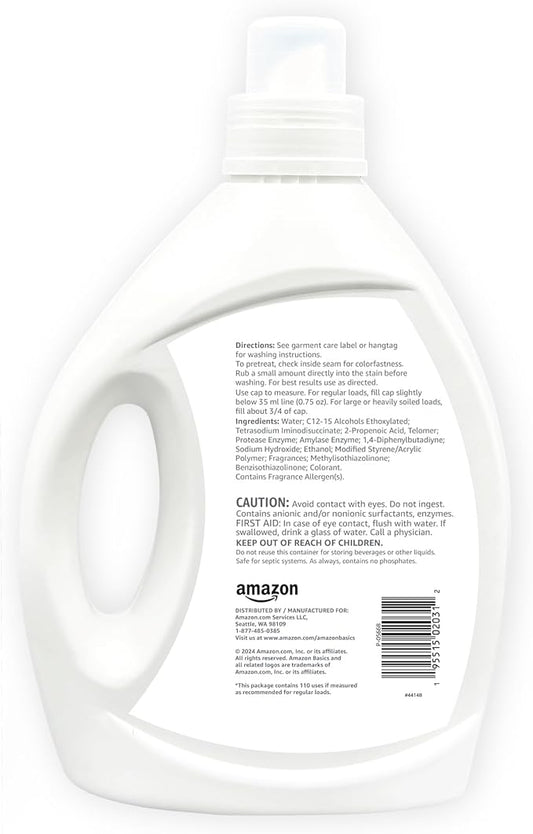 Amazon Basics Concentrated Liquid Laundry Detergent, Clean Linen, 110 loads - Image 2