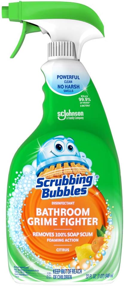 Scrubbing Bubbles Bathroom and Shower Cleaner Disinfectant Spray, Foaming Action Bathroom Grime Fighter, Citrus Scent, 32oz