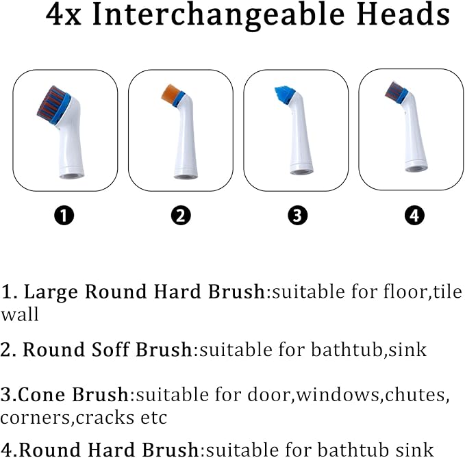 Electric Cleaning Brush with 4 in 1 Multiple Brush Heads, Indoor Household - Image 3