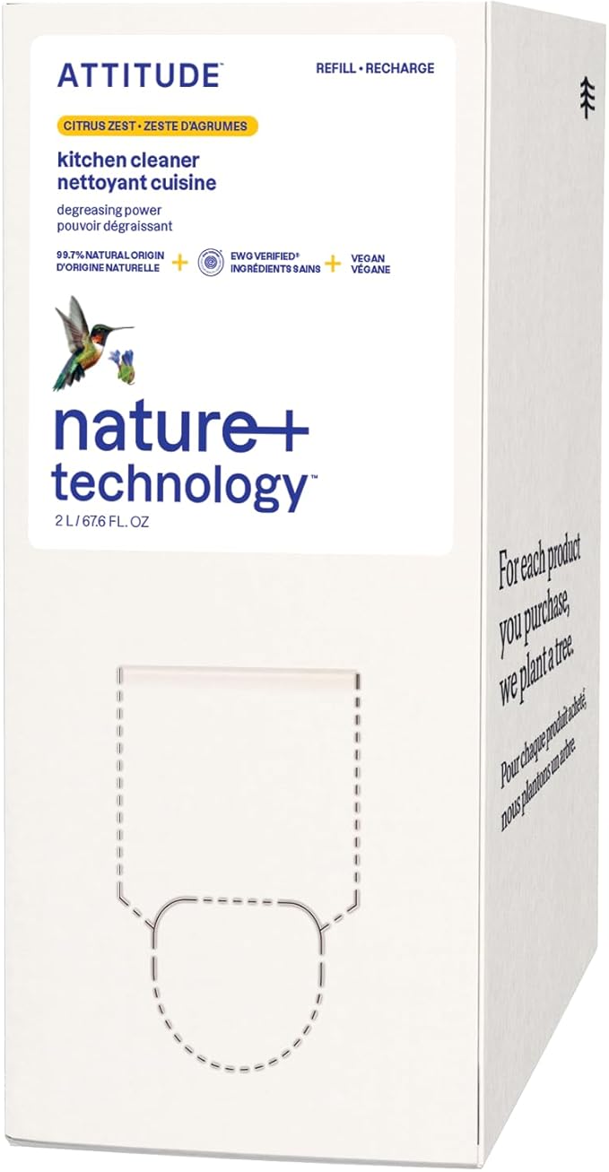 ATTITUDE Kitchen Cleaner Spray Refill, EWG Verified, Powerful Degreaser by ATTITUDE