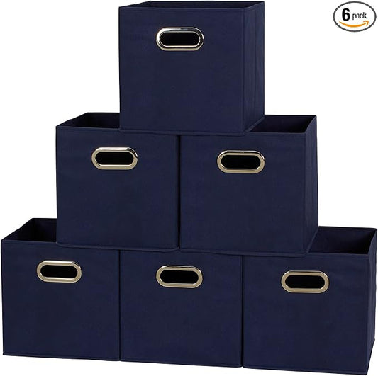 Household Essentials 81-1 Foldable Fabric Storage Bins | Set of 6 Cubby Cubes by HouseholdEssentials