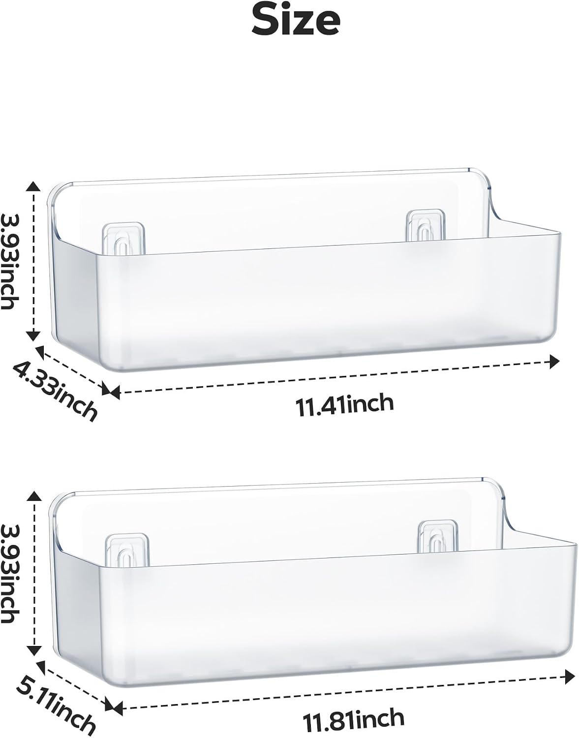 Nieifi Spice Rack Wall Mount, Clear, 2 Pieces | Large Capacity, Removable Design, Rustproof ABS, No Drilling Cabinet Door Organizer for Kitchen, Pantry