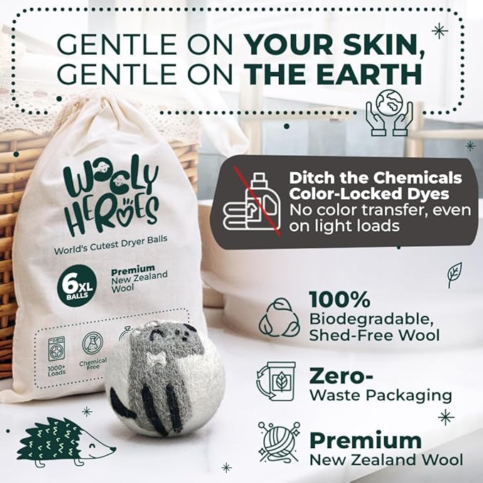 No More Dryer Sheets! Reusable Wool Dryer Balls XL 6-Pack - Image 3