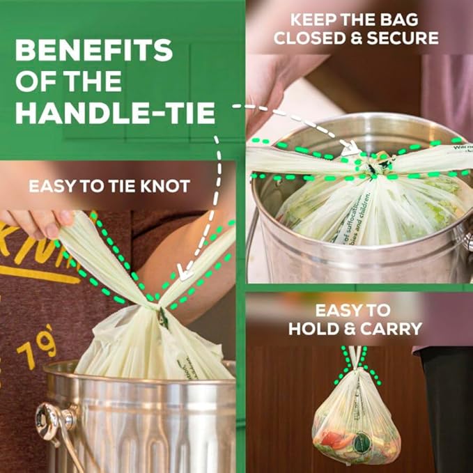 ANECO 100% Compostable Food Waste Bags 2.6 Gallon - Image 3