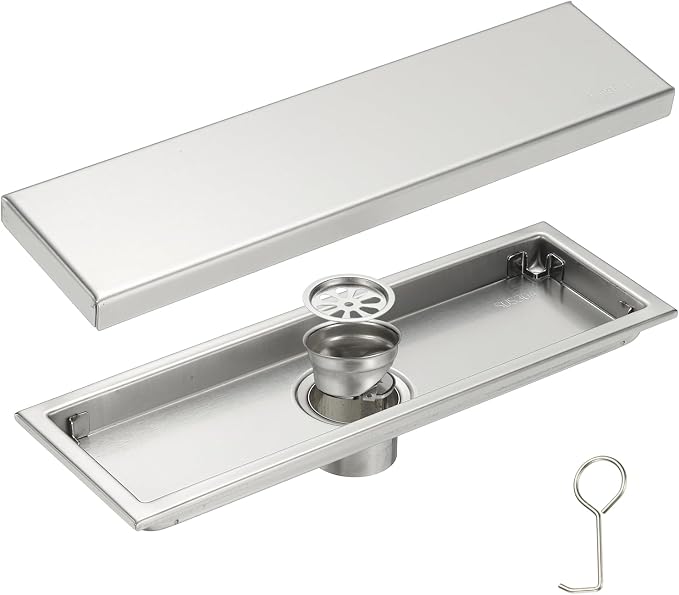 uxcell Rectangular Shower Drain, Brushed 304 Stainless Steel Odor-Proof Floor by uxcell