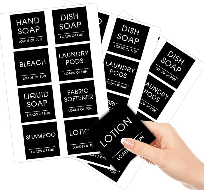 Modern Minimalist Laundry and Cleaning Sticker Labels by rabowa