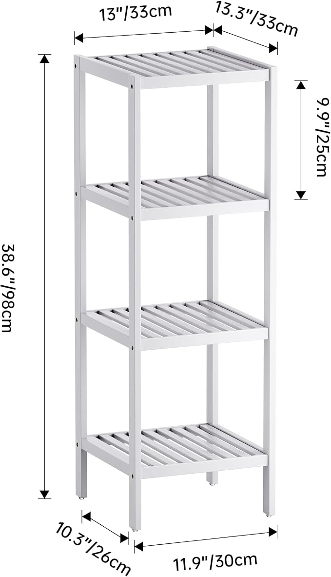 SMIBUY Bathroom Storage Shelf, 4-Tier Bamboo Rack Organizer - Image 3