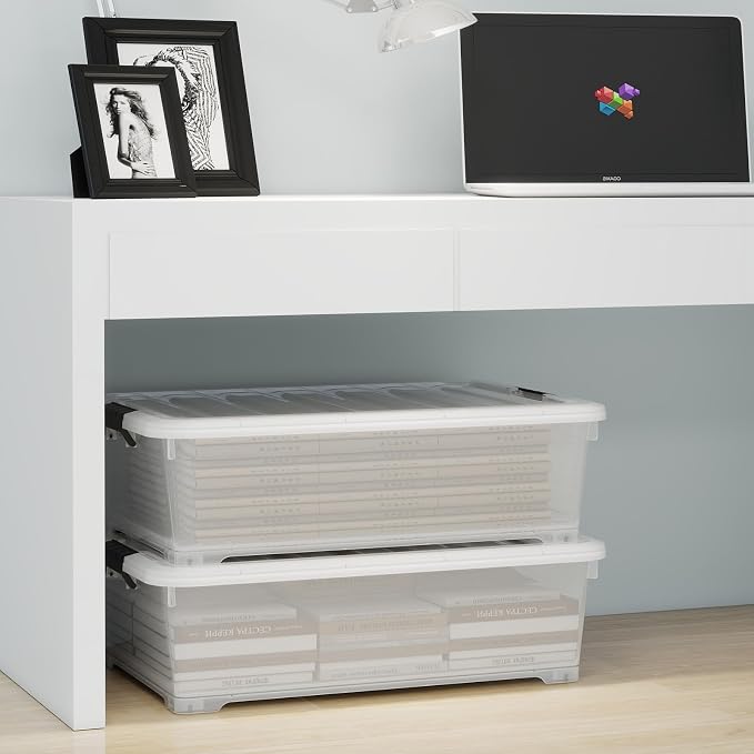 52 Quart Large Plastic Underbed Latching Storage Box, 3 Packs - Image 5