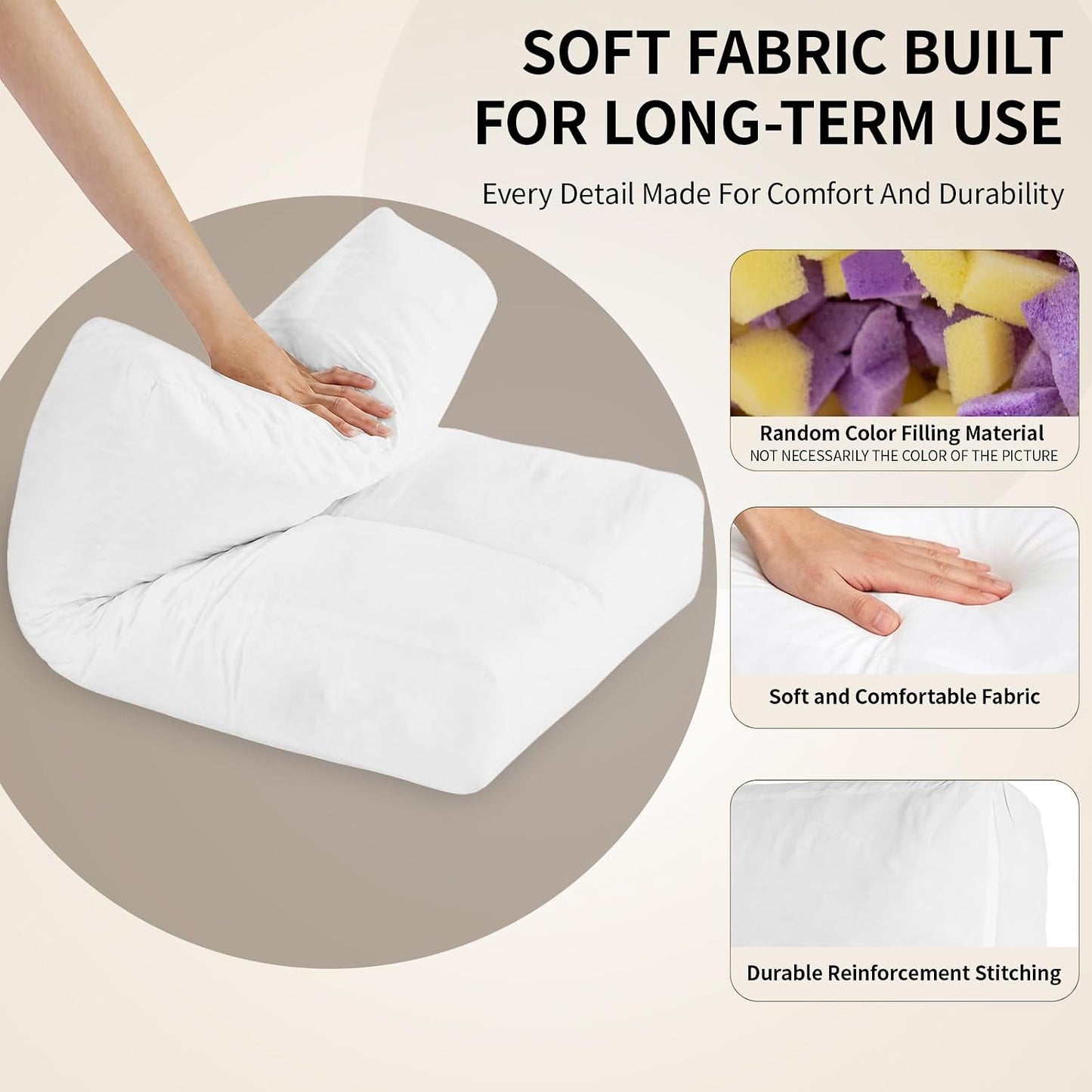 3 Pack Couch Back Cushion Replacement, 6 Inch Thick Supportive Sofa Backrest Pillow Insert with Odorless Shredded Memory Foam for Couch, Loveseats, Sectionals, 31"x18"x6"