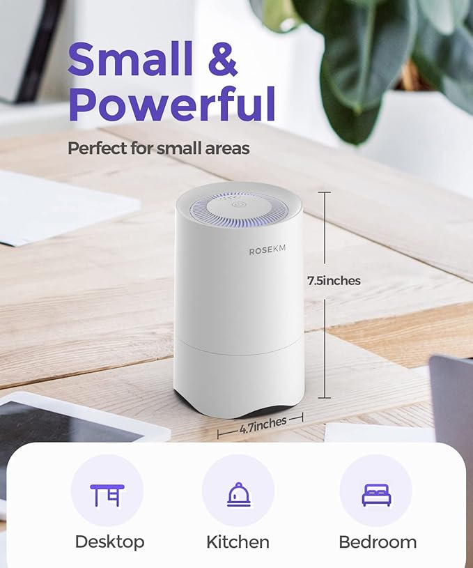Small Air Purifier for Home Bedroom, Personal Desk Mini Air Purifier, Room Hepa - Image 3