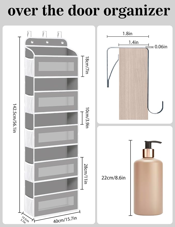 Over The Door Organizer, 5 Shelves Closet Door Hanging Organizer - Image 2