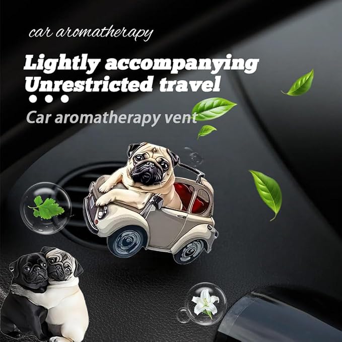 8PCS cute Pug acrylic car vent diffuser, 2D prank Havana cigar car diffuser - Image 7