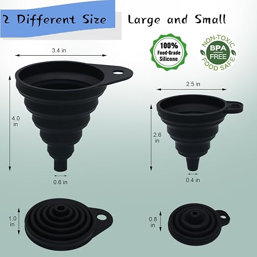 6 Pack Funnels for Kitchen Automotive Use Filling Bottles, Plastic Funnels - Image 4