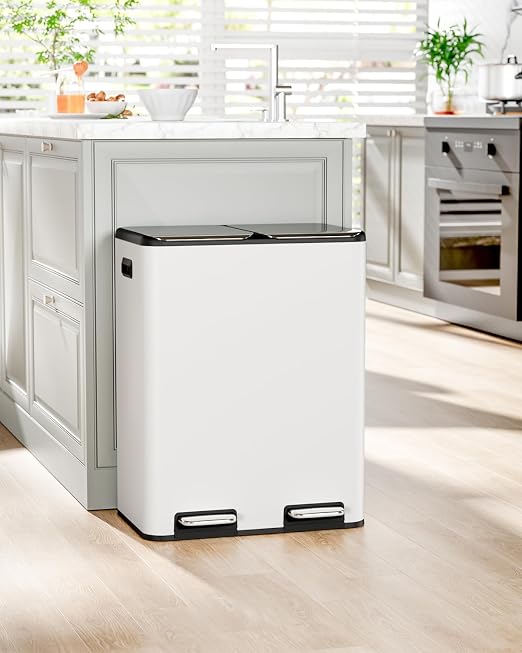 16 Gal Dual Trash Can, Stainless Steel Kitchen Garbage Bin, Recycle Dustbin - Image 7