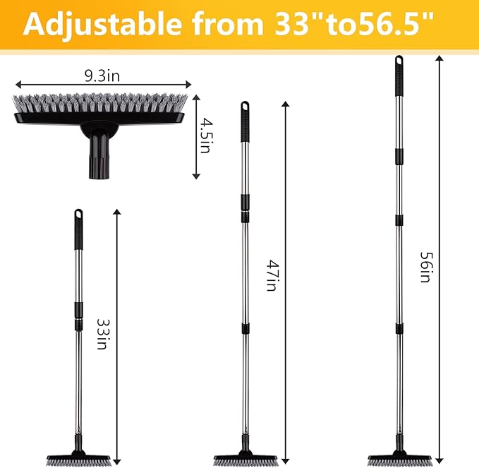 ITTAHO 2 Pack Grout Brush with Long Handle, Swivel Cleaning Grout Line Scrubber - Image 2