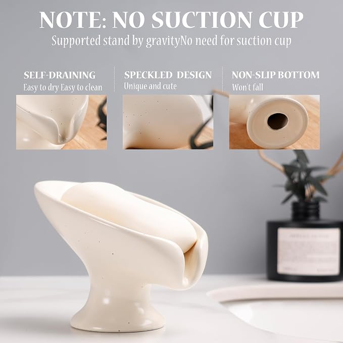 Soap Dish, Self Draining Bar Soap Holder - Image 4
