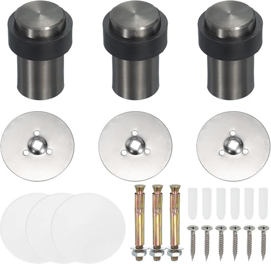 PATIKIL 3Set Round Door Stoppers, 60mm Stainless Steel Door Stop Doorstop Wedge by PATIKIL