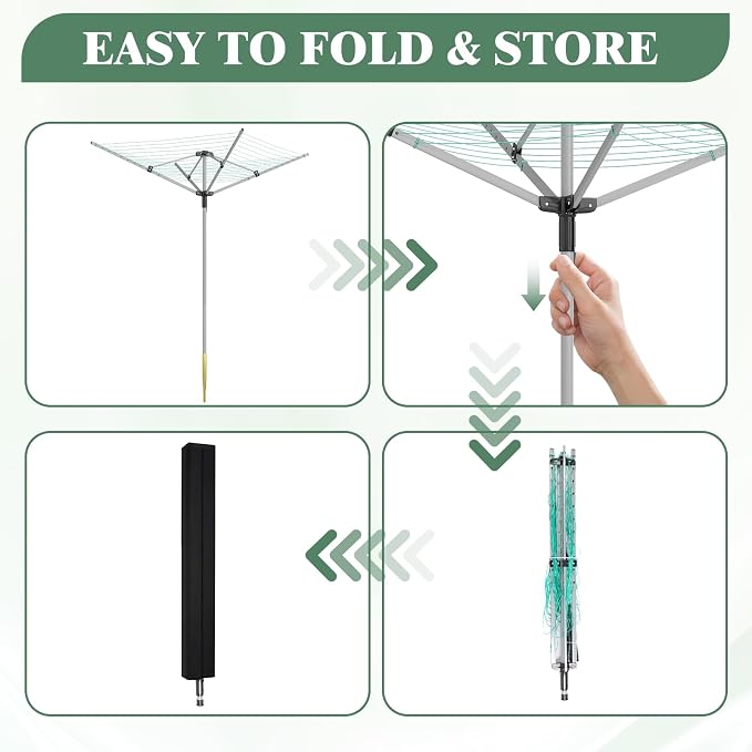 Outdoor Umbrella Drying Rack 165 Feet Umbrella Clothesline - Image 9