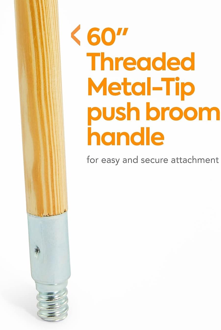 COASTWIDE Professional 60" Wood Push Broom Handle, Threaded Metal Tip