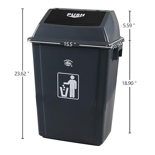 13 Gallon Swing Top Garbage Can, Plastic Waste Bin - Image 2