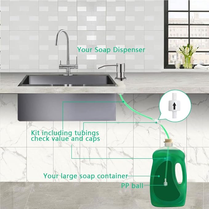Soap Dispenser for Kitchen Sink, Built in Sink Soap Dispenser, Countertop Soap - Image 3