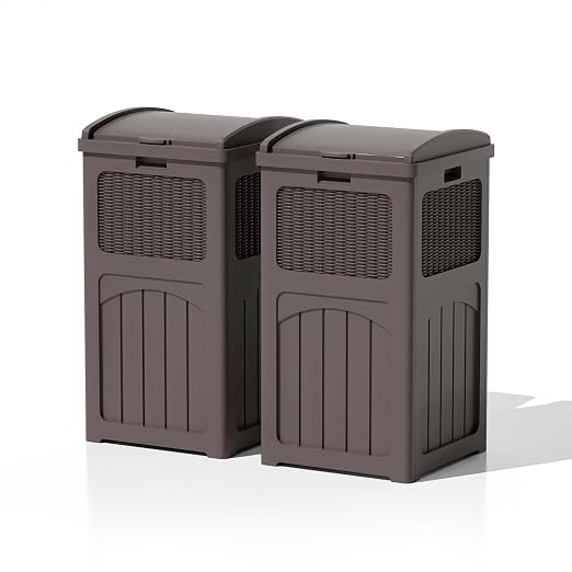Patiowell 36 Gallon Outdoor Trash Can, Resin Outdoor Garbage Can by Patiowell