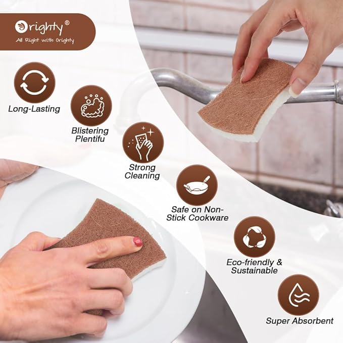 Orighty Non-Scratch Scrub Sponge, Cellulose Kitchen Scrubber Sponges, Non-Stick - Image 4