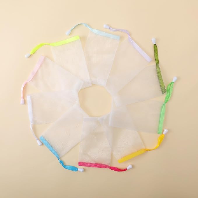 Sunnyray 25 Pcs 10 Colors Soap Bag Soft Handmade Soap Bubble Mesh Bags - Image 3