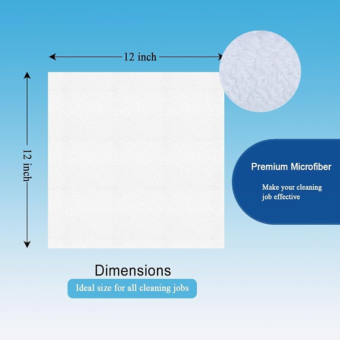 White Microfiber Cleaning Cloth 6Pack Cleaning Rags Absorbant Lint Free Cloth - Image 2