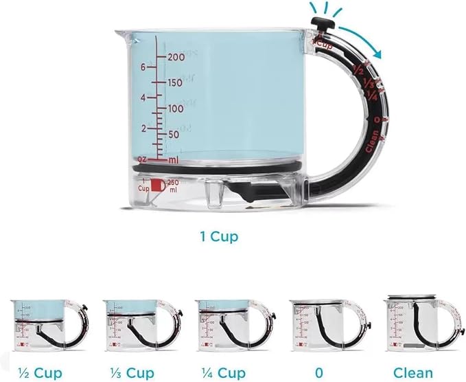 All in One Adjustable Measuring Cup, Push Up Measuring Cup Solid and Liquid - Image 2