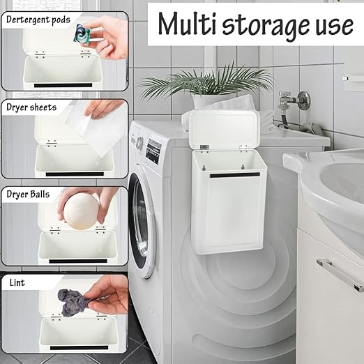 Picowe Magnetic Laundry Storage, Large Metal Lint Holder Bin - Image 6