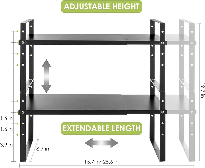 Expandable Cabinet Shelf Organizer Rack, Stackable Kitchen Countertop Organizer - Image 5