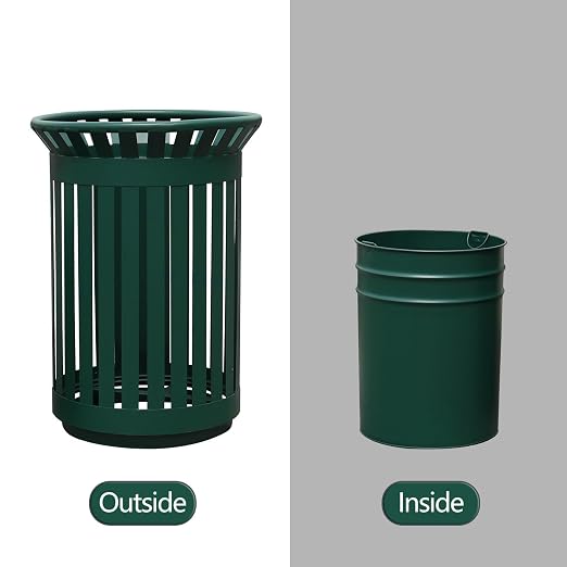 Outdoor Metal Slatted Trash Receptacle, Waste Receptacle，Commercial Trash Cans - Image 5